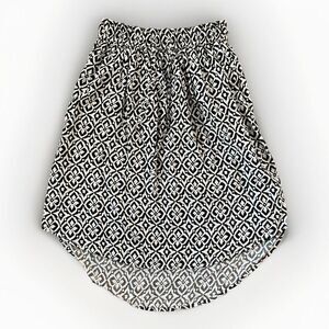 Kavu Black White Aztec Print Skirt S High Low Elastic Waist Drawstring Pockets